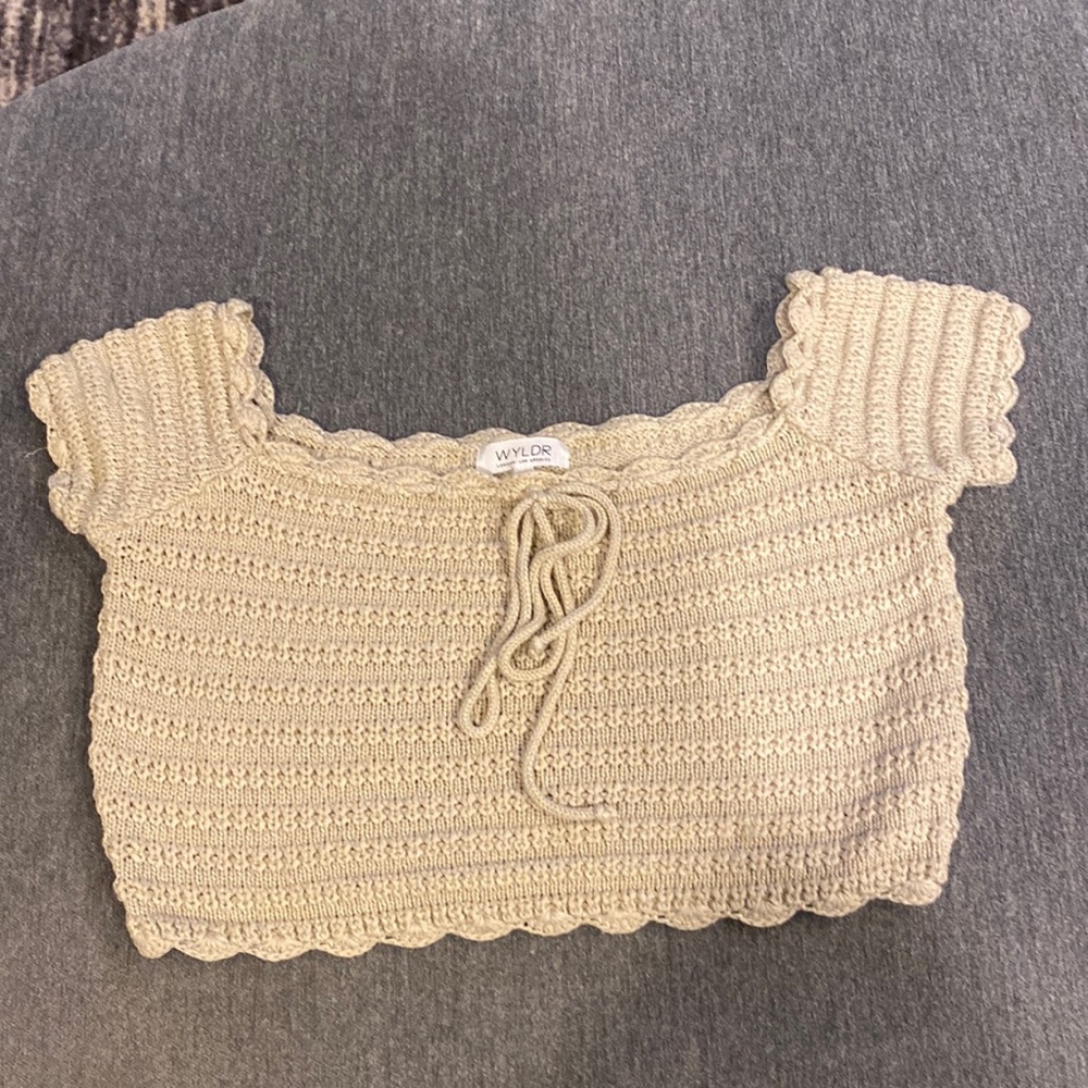 WYLDR knit crop top with tie front detail